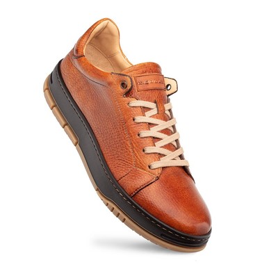 NEW Mezlan Grazia Deerskin Street Sneaker Shoes Premium Deerskin Leather Cognac
