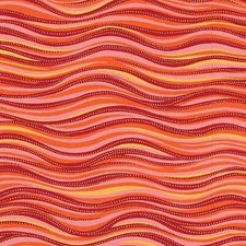 Laurel Burch Basics Ocean Waves Orange Dark Coral Fabric By FQ 1/4 YD - Y1331-40