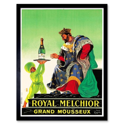Werbung Getränk Alkohol Champagner Royal Melchior König Flasche Frankreich gerahmter Druck