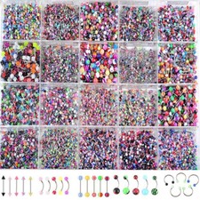 105 Pieces/Set Body Jewelry Piercing Eyebrow Navel Belly Tongue Lip Bar Ring