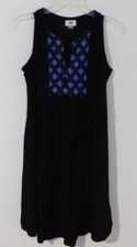 Old Navy Womens Black Embroidered Boho Tassel Tie Shift Dress Size S