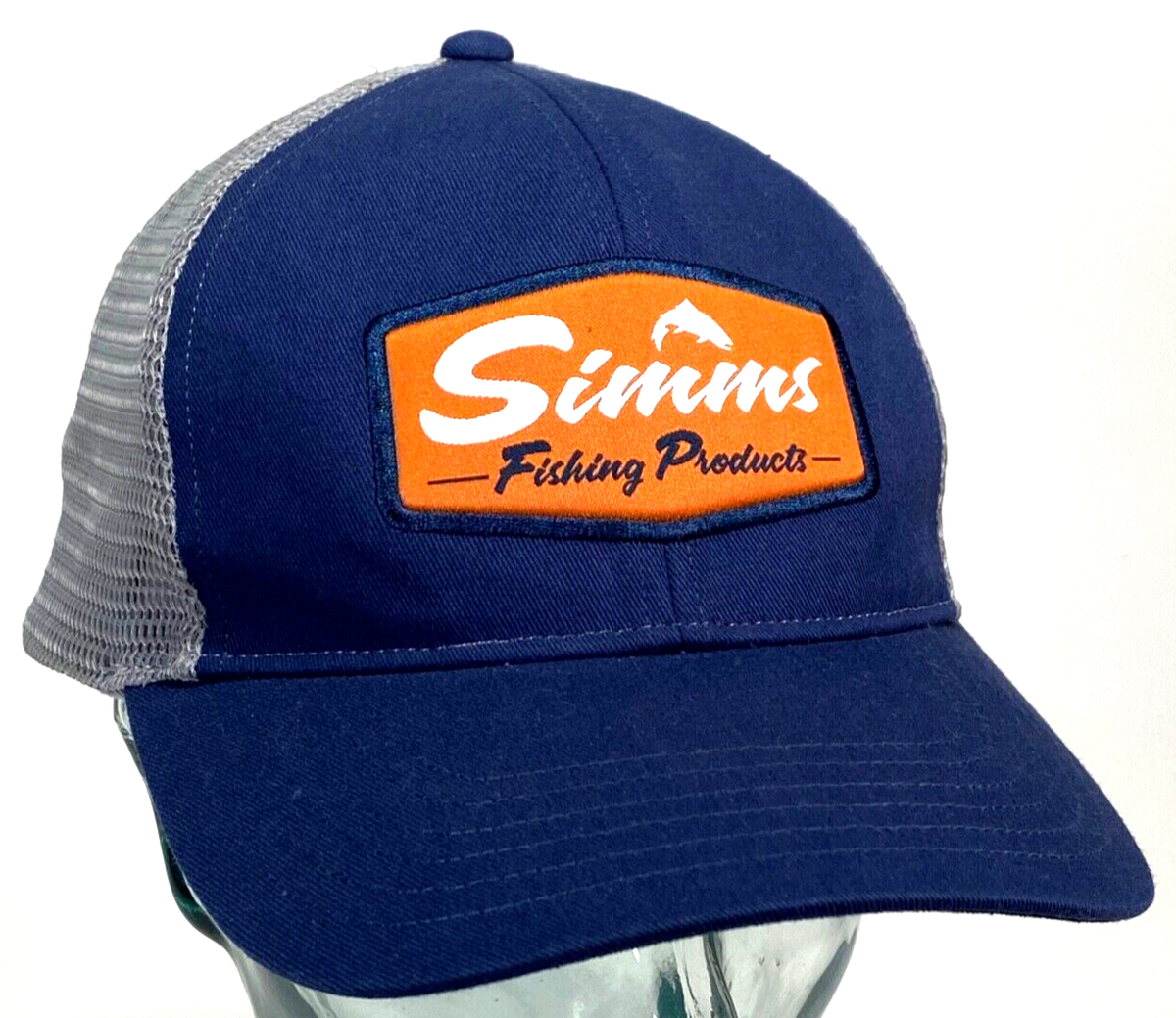 SIMMS Fishing Products Hat-Grey Blue Orange-Fish Logo-Snapback