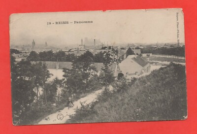 REIMS Panorama (B7493) Schwarzweiß Postkarte aus Frankreich, Marne 51