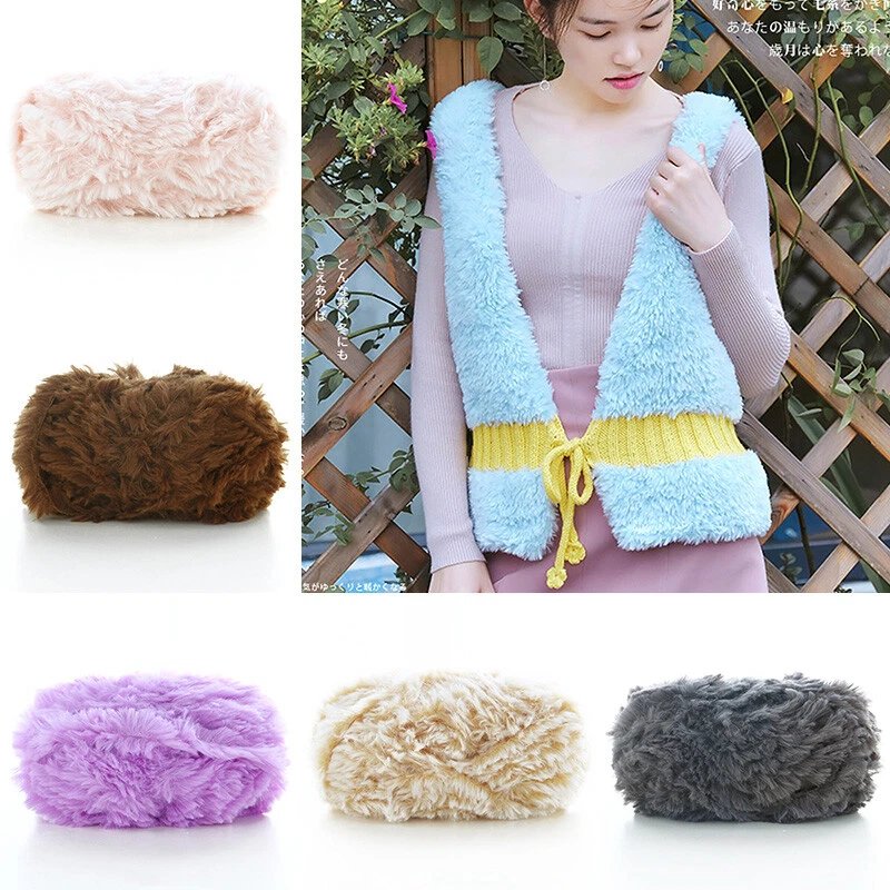 1PC 50g Soft Fluffy Faux Fur Yarn Hand Knitting Crochet Wool Yarn for Hat Scarf