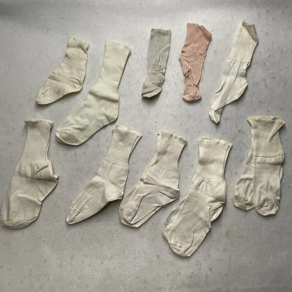 Antique Vintage Baby Toddler Clothes Handmade Linen Bib Socks Bloomers AS IS - Image 3 of 4