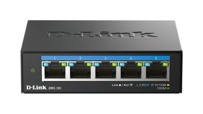 D-Link DMS-105 5-Port 2.5G Multi-Gigabit Unmanaged Desktop Switch with five 2.5