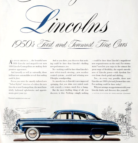 1950 Lincoln Cosmopolitan Advertisement Automobile Ford Motor Co Luxury Vehicle