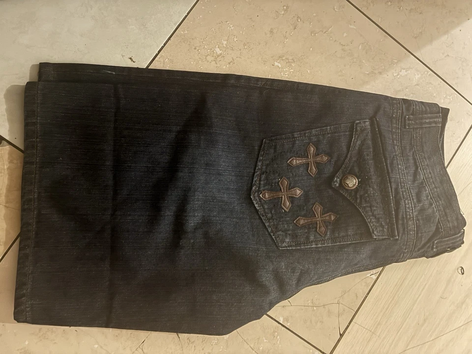  Pantalones Cortos Cooper Premium Affliction Azul Denim Negro Talla 40x32 - Y2K Foto 2 de 2