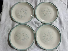 4 MCM 1950’s Vintage Dinner Plates By Century Service Corp - Turquoise scroll