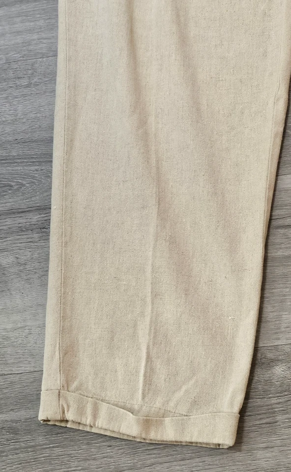 Pantalones Chereskin Para Hombres Beige Tostado Mezcla de Lino Cotten Dobladillo Plisado Delantero 36X32 Foto 3 de 4