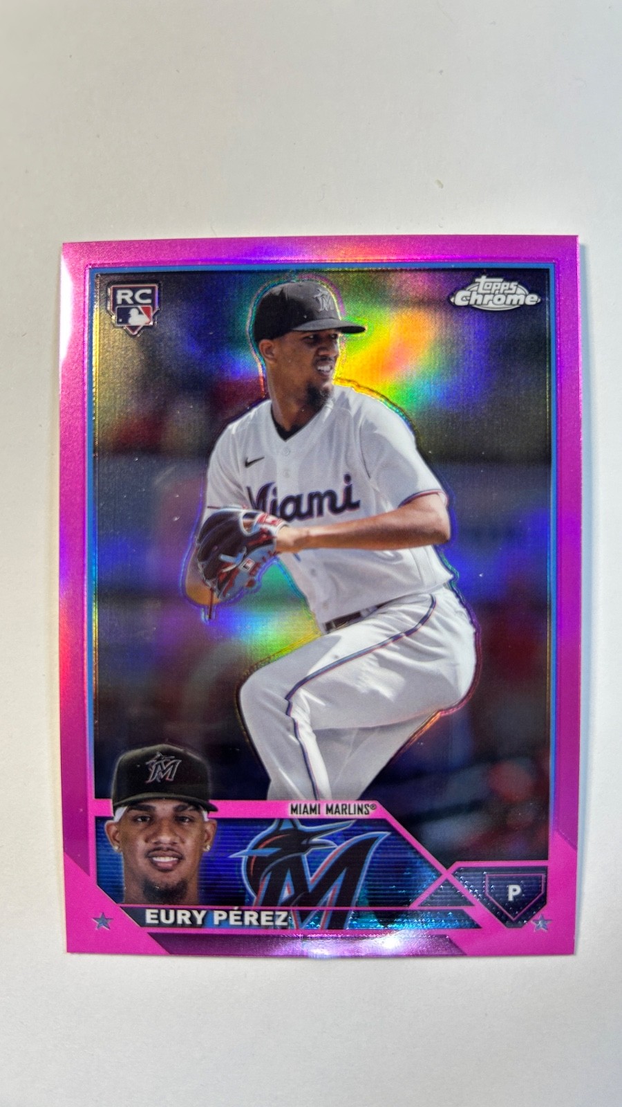 Eury Perez 2023 Topps Chrome Update #USC100 Pink Refractor Rookie RC Marlins
