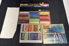 Lot Vintage Nupastel & Pentel Oil Pastels 36 Color Sets Art Chalk Oil Crayons