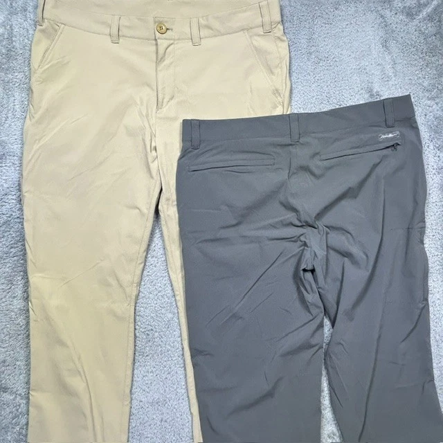 Eddie Bauer Pants Mens 38x34 Gray & Beige Travex Cargo Hiking Stretch - LOT OF 2