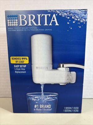 Brita Basic Water Filter Faucet System White with Filter Removes 99% of Lead