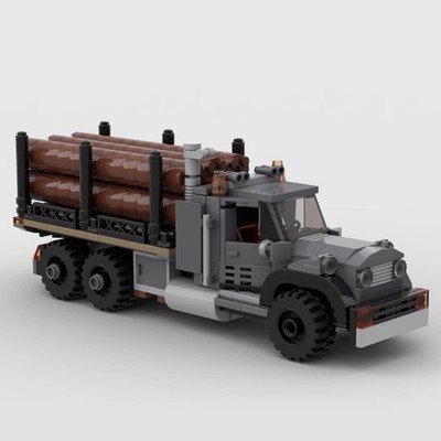 MOC Vintage Logging Truck Transporter Building Block Assembly Model Set Toy Gift