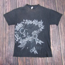 Quiksilver Shirt Mens Medium Black Graphic Sk...