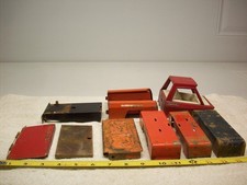 10 1960s STRUCTO TOY TRUCK PARTS trailer doors TAILGATE gas tank CAB box RESTORE