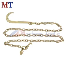 5/16 x 10FT G70 Tow Chain Assembly 15" J Hook J Grab Hook Welded Towing Wrecker