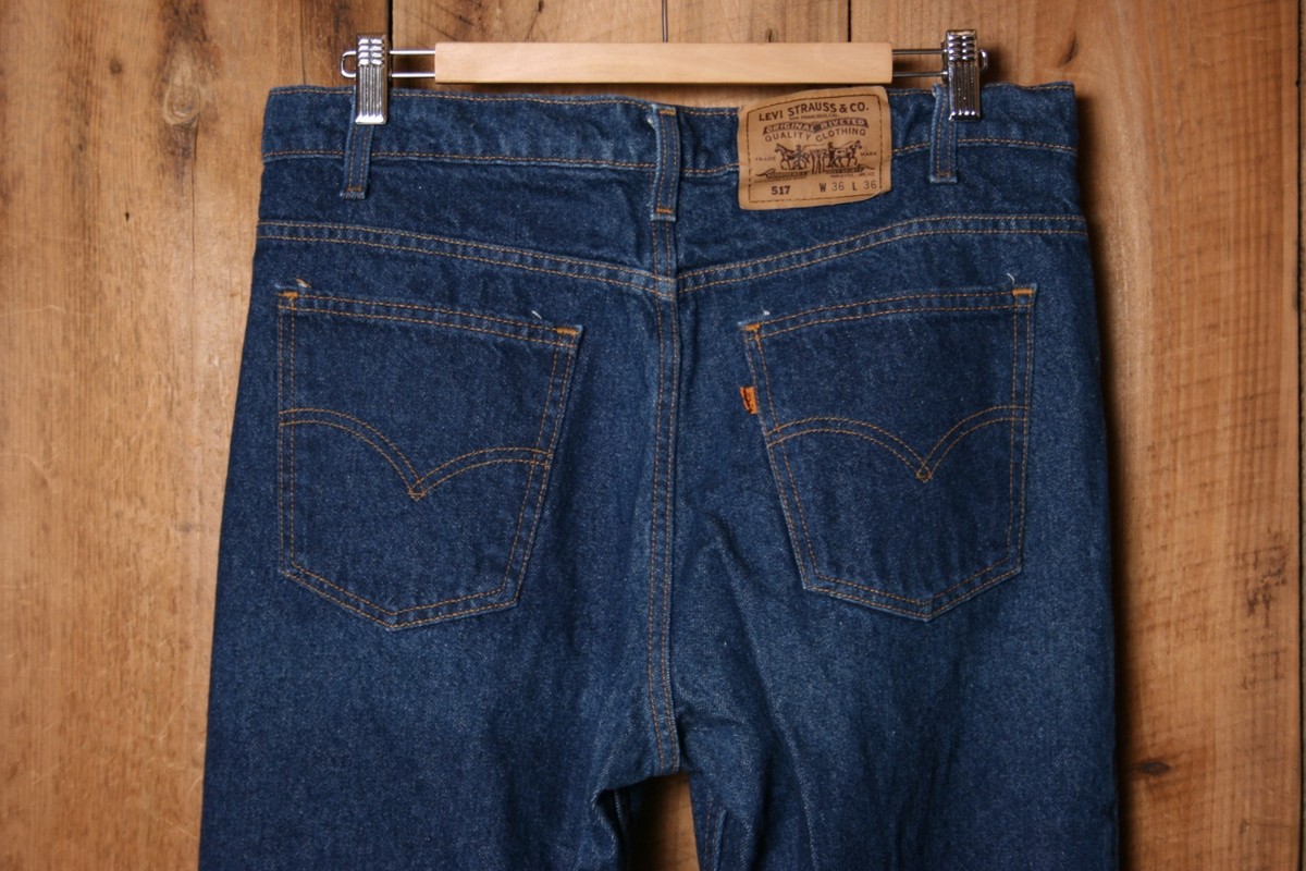 Vintage LEVI'S 517 Made in USA Orange Tab Bootcut Jeans Tag 36x36