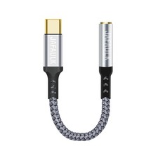 USB C to 3.5mm Female Headphone Jack Adapter,USB C Aux Audio Dongle Grey