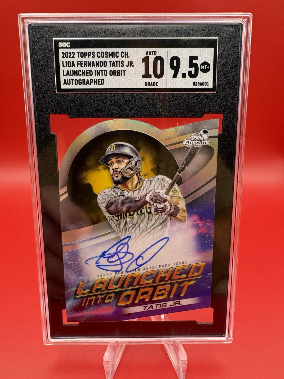 Fernando Tatis Jr. #LIOA-FT Baseball Cards 2022 Topps Cosmic Chrome Launched Into Orbit Autographs trading card — raw and PSA graded price guide