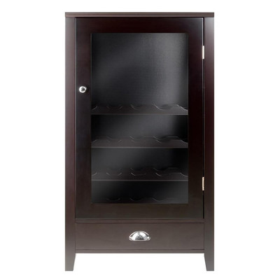 Winsome Bordeaux Modular Transitional Solid Wood Home Bar Cabinet in Espresso