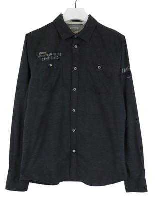 Camp David Regular Fit Shirt Herren Medium Schwarz Brusttasche Logo Geknöpft