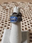 Vintage Sterling Silver Blue Green Enamel Coiled Snake Ring size 6