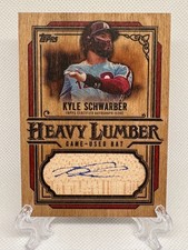 2025 Topps Update Heavy Lumber On Card Auto Bat Relic Kyle Schwarber Phillies