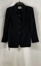 Kasper Women's Black Button Front Blazer Jacket Tie Cuff Detail Size 8