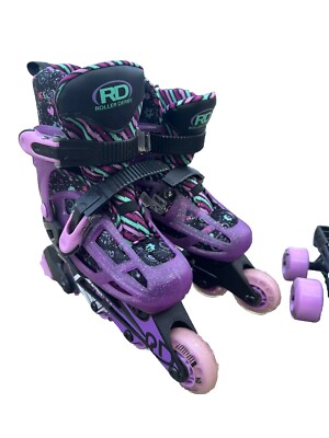 Roller Derby Skates Plus Interchangeable In Line Roller Blades Girls Size 12-2