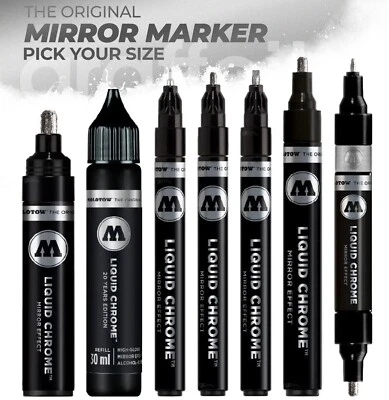 Molotow Liquid Chrome Pen Range - Metallic Silver Spiegeleffekt Pump Marker