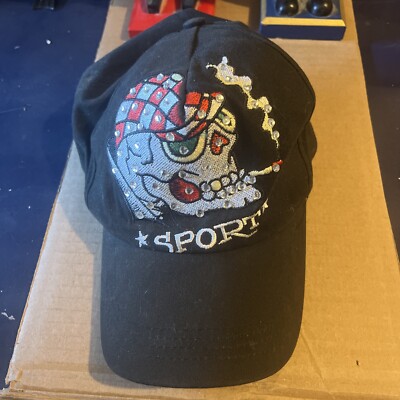 Ed Hardy Inspired Pirate Skull Rhinestone Effect Hat. Red/White Bandana *SPORT*.