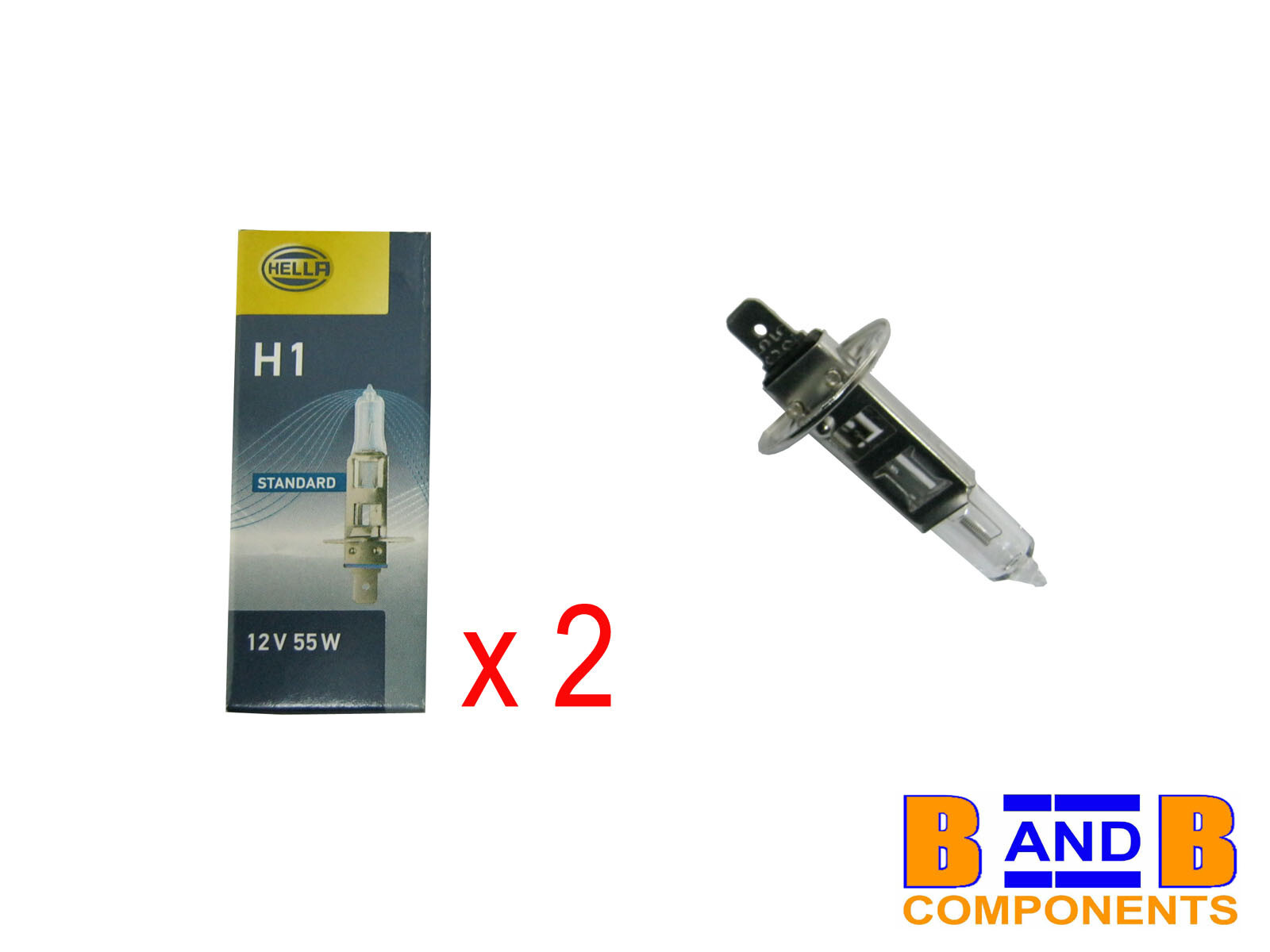 H1 HEAD LIGHT BULBS HALOGEN x 2 HELLA 448 P14.5S 12v 55w A398