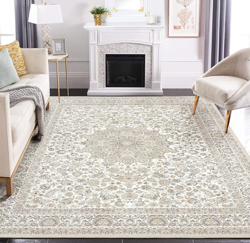 Area Rug Living Room Rugs: 8X10 Large Machine Washable Non Slip Thin Carpet Soft