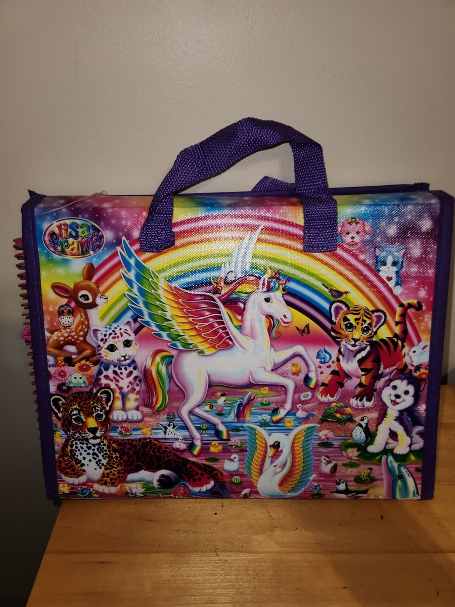 Retro 2016 Lisa Frank Tri Fold Storage Folder Unicorn Rainbow