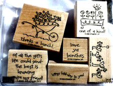 Stampin' Up Set of 6 Rubber Stamps 2006 Love Ya Bunches Wood Retired Preowned