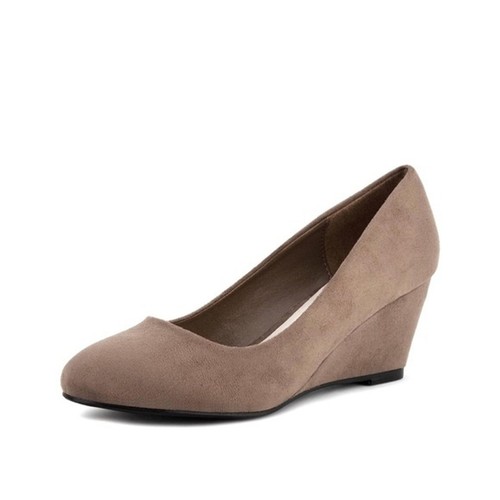 Greatonu Women's Wedge Pumps Closed Toe High Heel Slip on Office Dress Shoes 7.5 - 第 5/7 張圖片