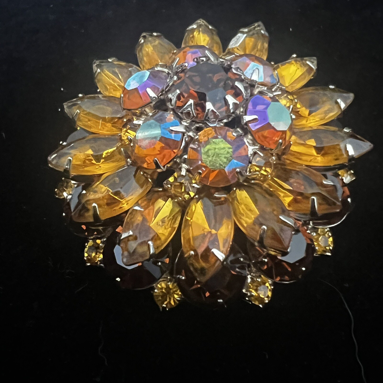 Beautiful Triple Layer Amber Colored Rhinestone B… - image 3
