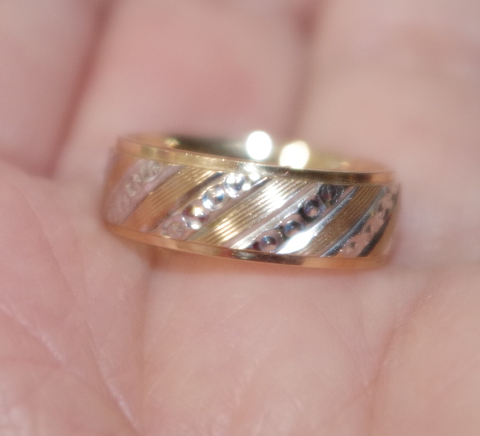 Quality Solid Yellow Gold 10K Thick Two-Tone Diam… - image 10