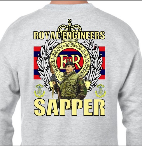 Royal Engineers T-Shirt Sapper Tshirt RE Sweatshirt British Army Grey - Picture 7 of 7