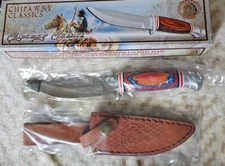 Chipaway Classics Cutlery 8.75" Stainless Steel Hunting Knife, Leather Sheath