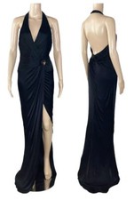 Versace Black Long Gown Wrap Dress with Open Back 42 - 6