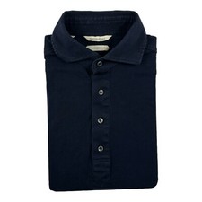 Suit Supply Blue Pure Cotton Cutaway Collar S/S Mens Polo Shirt Size 15.5 Slim