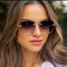 Square Rimless Multicolor Sun Glasses Women Fashion Accessory Shades Eyewear 1pc