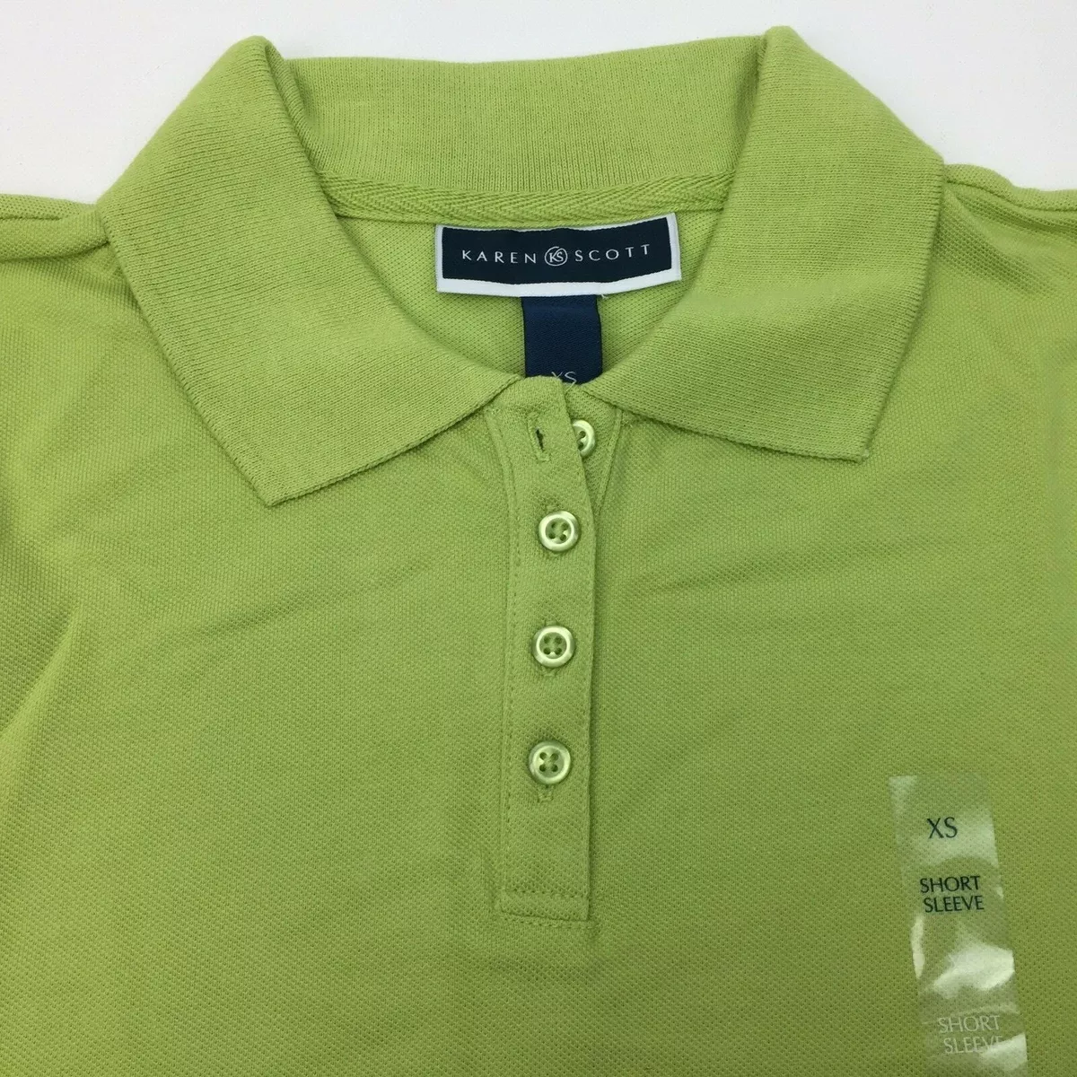 Macy's Karen Scott Women's Polo Mojito Lime Green Short Sleeve T