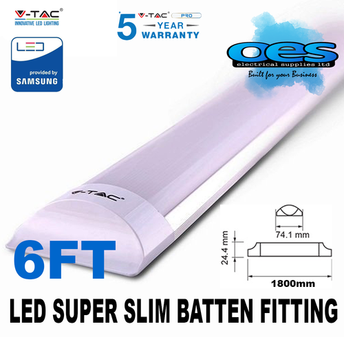 V-TAC LED STRIPLIGHT BATTEN FITTING LIGHT SLIM WHITE 6400K 2FT 4FT 5FT 6FT VTAC - Picture 9 of 10