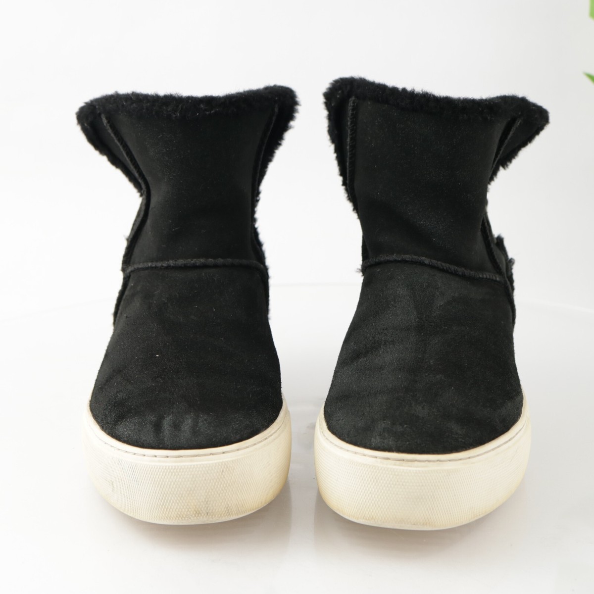 Ugg Women's Aika Boot Sneaker Size 7.5 Black Suede Faux Sherpa Fur