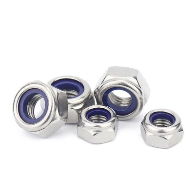 Écrous Nyloc (à Frein Nylon) - Tailles M4 M5 M6 M8 M10 M12 M16 M20, Acier Zingué, Lot De 10 à 500