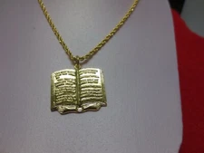 14 KT GOLD PLATED 10 COMMANDMENTS CHARM & 20 INCH  2.5MM ROPE CHAIN  SET-A75